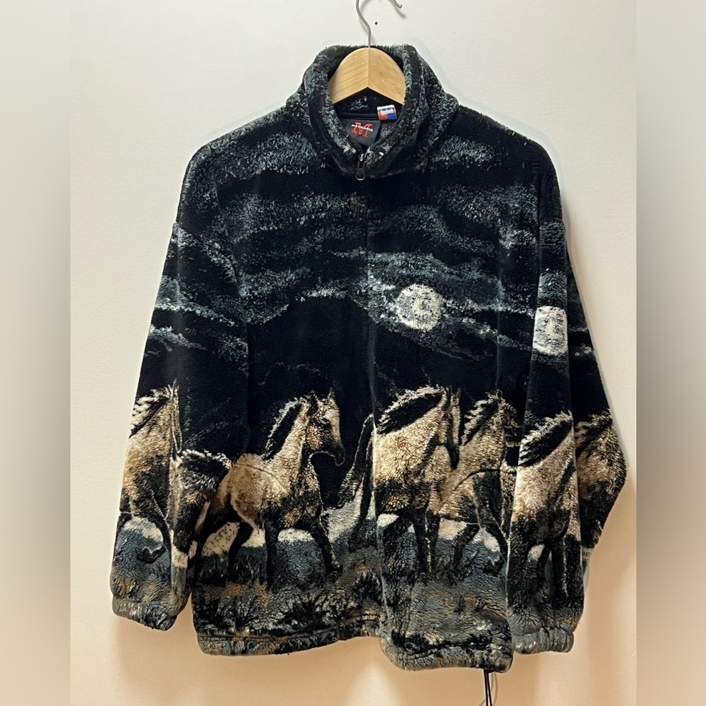 Vintage 90’s Mazmania Western Horse Print Fleece Jacket - Size Woman’s Large